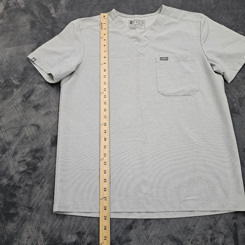 Figs Scrub Set Mens L Leon Top XL Cairo Cargo Pants Light Gray Stripe Technical - Picture 9 of 14